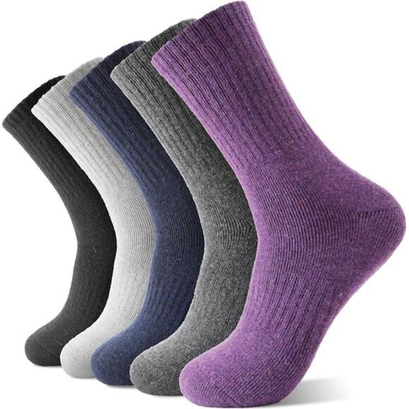5 Pack Merino Wool Hiking Socks for Women Warm Winter Thick Thermal Cozy Boot - Picture 1 of 7